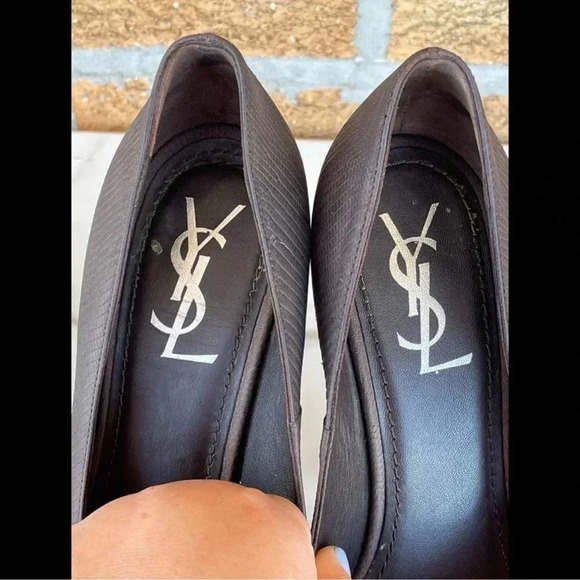 Saint Laurent Brown Ysl Aliama Lizard
Embossed Suede Heels Pumps Size 39/8.5 - Picture 4 of 13